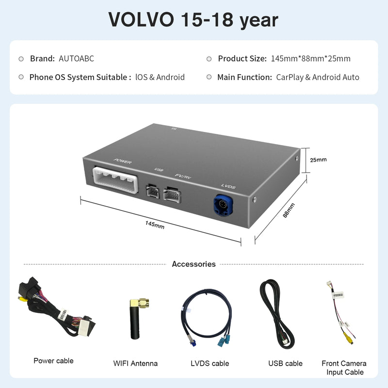 Boîtier CarPlay Volvo S60, V40, V60 et XC60 (2015-2018) – Écran d'origine conservé, sans fil, vue 6