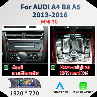 Becquet Voiture Autoradio Audi A4 B8 A5, Écran Tactile 8,9'' CarPlay