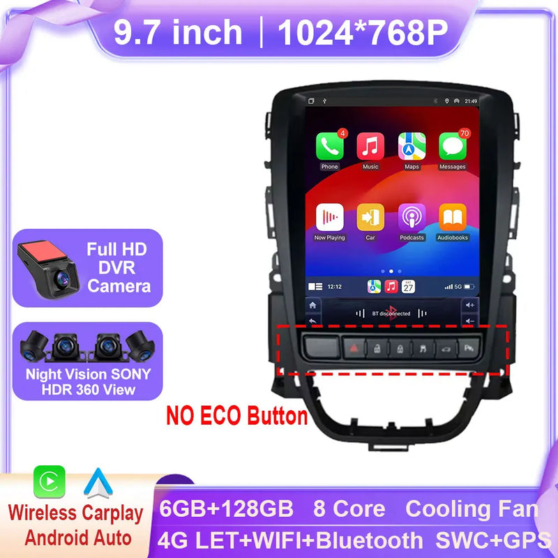 Autoradio CarPlay Opel Astra J (2009-2015) et Cascada – Écran vertical 9,7 pouces, jusqu'à 8 Go + 256 Go, vue 8