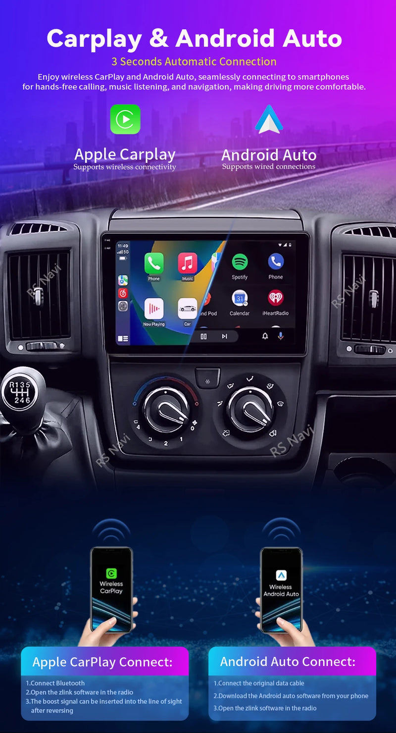 Autoradio CarPlay Fiat Ducato, Peugeot Boxer et Citroën Jumper (2007-2015) – Écran 9 pouces, jusqu'à 16 Go + 256 Go, vue 12