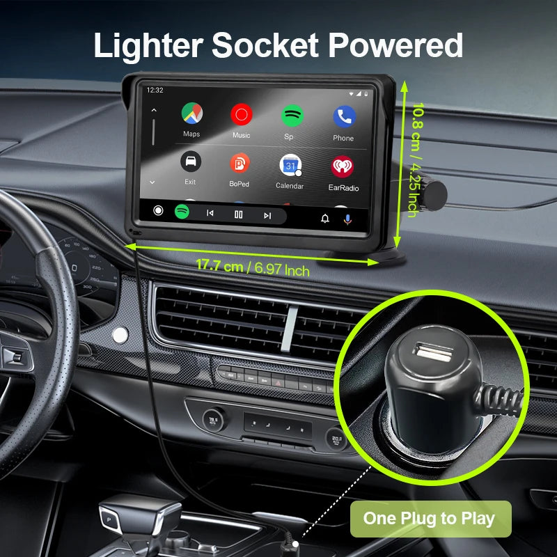 Écran CarPlay Portable Universel 7 Pouces – Ventouse ou Socle, Caméra de Recul, vue 12