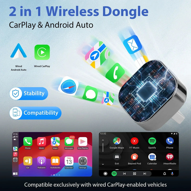 Adaptateur CarPlay Sans Fil Compact ou Clé USB – Android Auto, Wi-Fi Double Bande, Bluetooth 5.0, vue 4