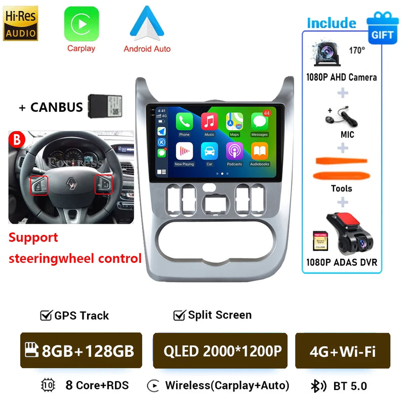 Autoradio CarPlay Dacia Logan 1 et Sandero (2009-2015) – Écran 9 pouces, jusqu'à 12 Go + 128 Go, vue 44