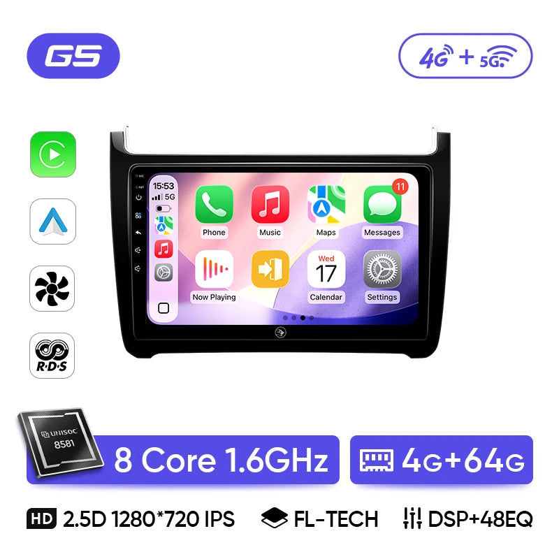 Autoradio CarPlay Volkswagen Polo 5 (2008-2020) – Écran 9 pouces, sans fil, jusqu'à 8 Go + 256 Go, vue 31