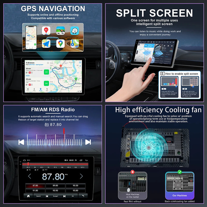 Autoradio CarPlay Hyundai i40 (2011-2019) – Écran QLED 7 pouces sans fil, jusqu'à 8 Go + 256 Go, vue 2