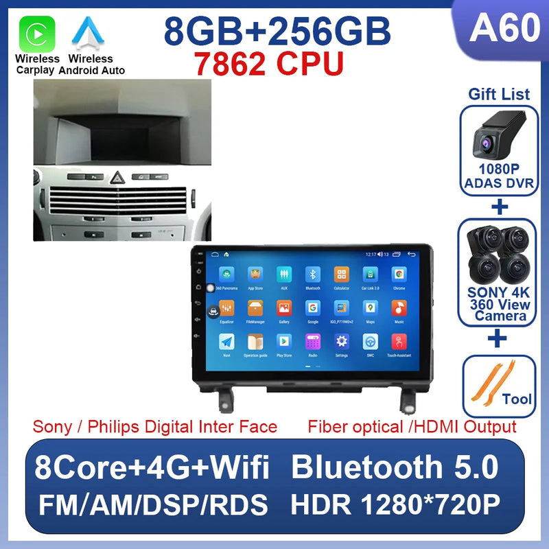 Autoradio CarPlay Opel Astra H (2006-2014) – Écran 9 pouces sans fil, jusqu'à 12 Go + 256 Go, vue 10