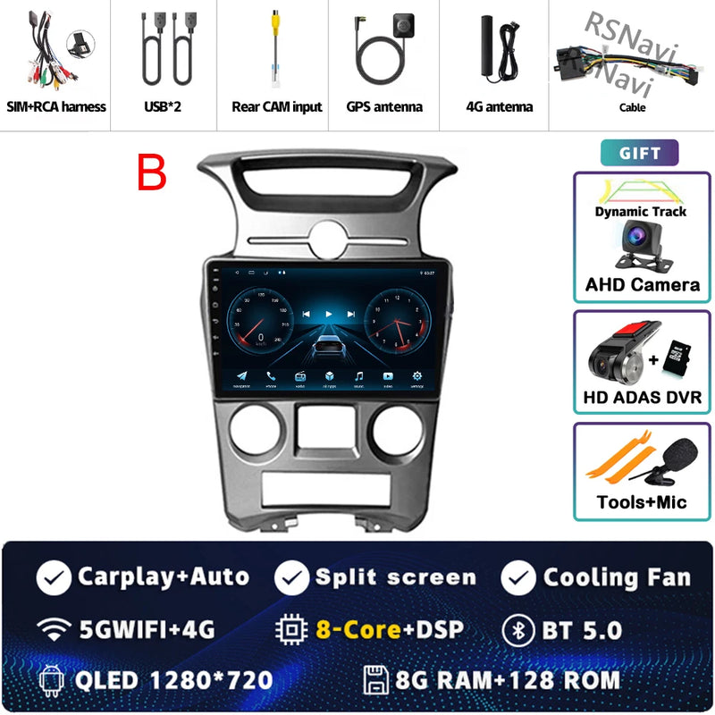 Autoradio CarPlay Kia Carens UN (2006-2012) – Écran 9 pouces, console type B, vue 22