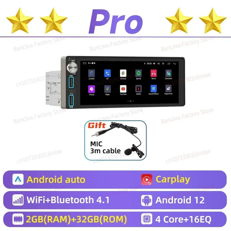 Autoradio CarPlay Renault Twingo 2 (2007-2016) – Écran 6,86 pouces 1 DIN, jusqu'à 4 Go + 64 Go, vue 32