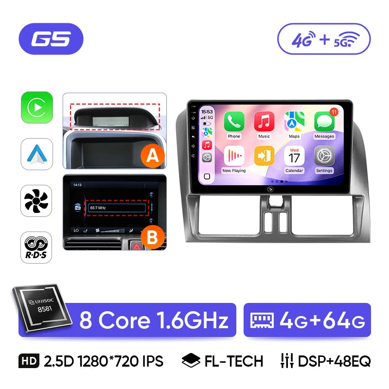 Autoradio CarPlay Volvo XC60 (2008-2017) – Écran 9 pouces, Android 13, vue 7