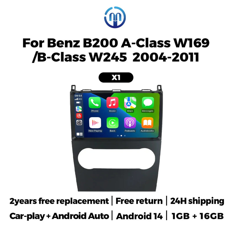 Autoradio CarPlay Mercedes Classe A W169 et Classe B W245 (2004-2011) – Écran 9 pouces, sans fil, vue 8