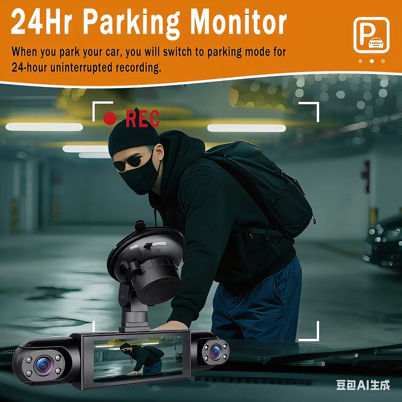 Dashcam 3 ou 4 Caméras – Avant 1080P, Côtés Orientables et Arrière, Mode Parking, vue 6