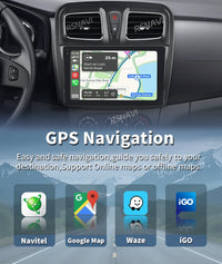 Autoradio CarPlay Dacia Sandero et Logan 2 (2014-2019) – Écran 9 pouces, jusqu'à 12 Go + 256 Go, vue 12