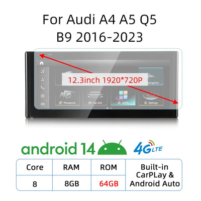 Becquet Voiture Autoradio Android 12,3'' Audi A4 A5 Q5 B9