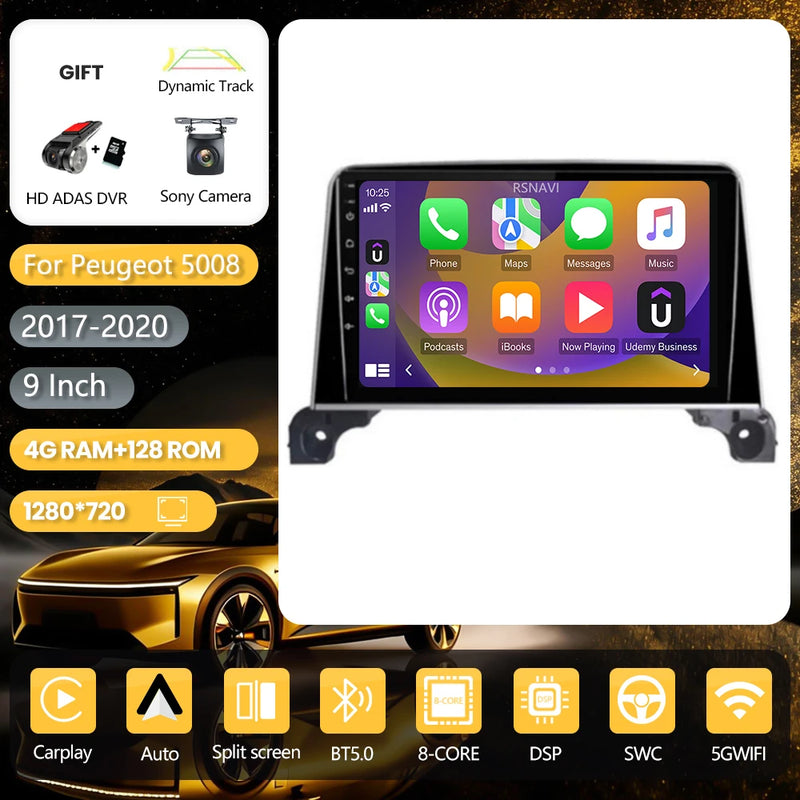 Autoradio CarPlay Peugeot 3008 et 5008 (2017-2020) – Écran 9 pouces, Android 16, vue 13