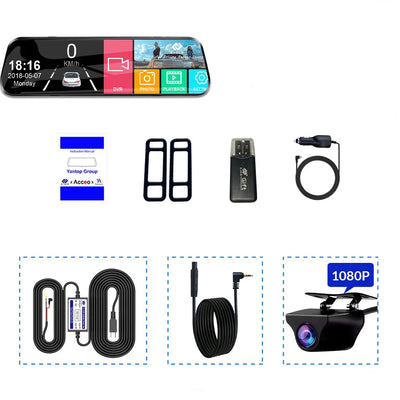 dashcam voiture sans fil écran 10” – Caméra avant/arrière + surveillance 24h