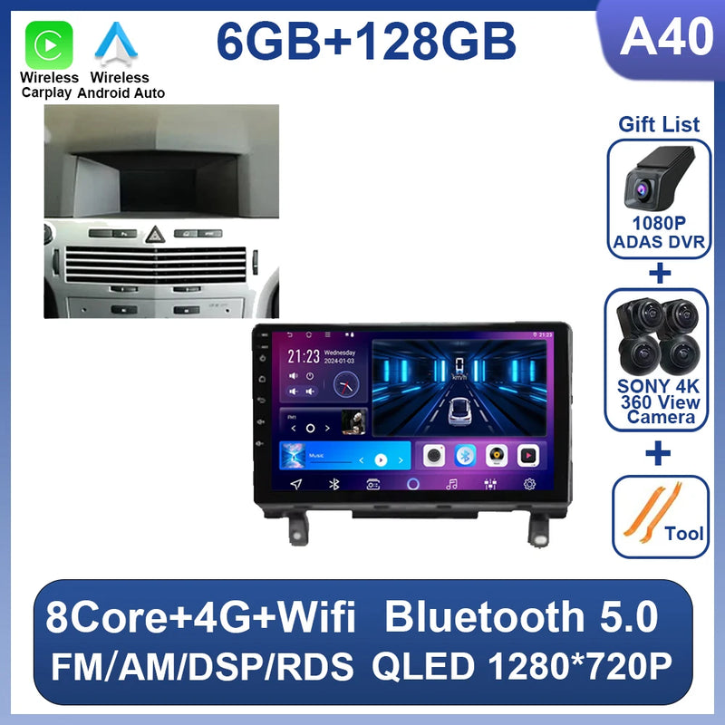 Autoradio CarPlay Opel Astra H (2006-2014) – Écran 9 pouces sans fil, jusqu'à 12 Go + 256 Go, vue 11
