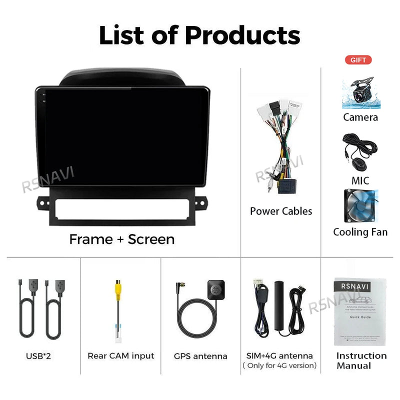 Autoradio CarPlay Chevrolet Captiva (2008-2012) – Écran 9 pouces sans fil, jusqu'à 16 Go + 512 Go, vue 2