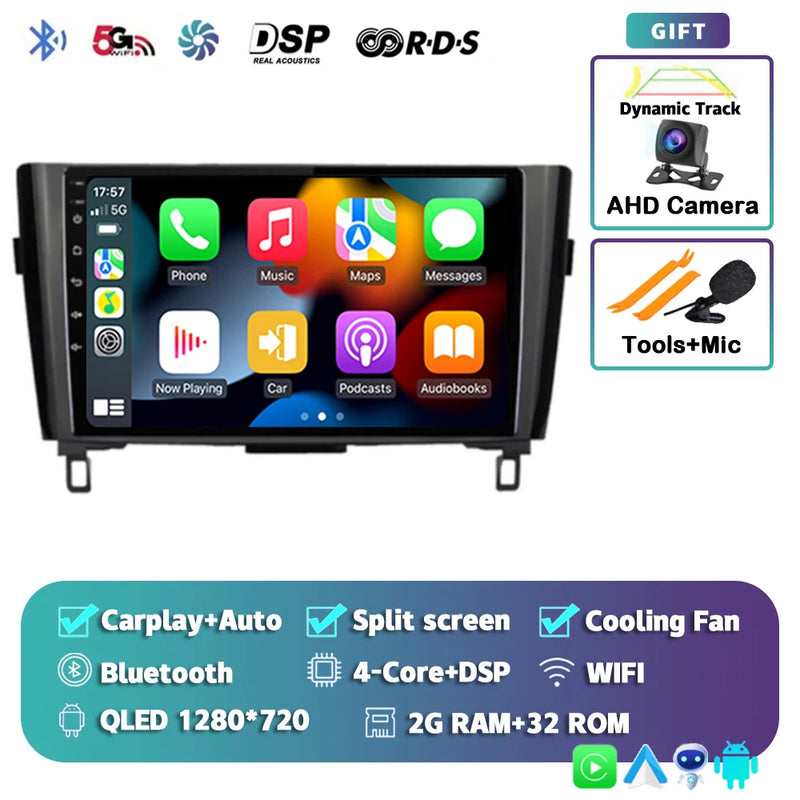 Autoradio CarPlay Nissan Qashqai J11 et X-Trail T32 (2014-2020) – Écran QLED, jusqu'à 16 Go + 512 Go, vue 16