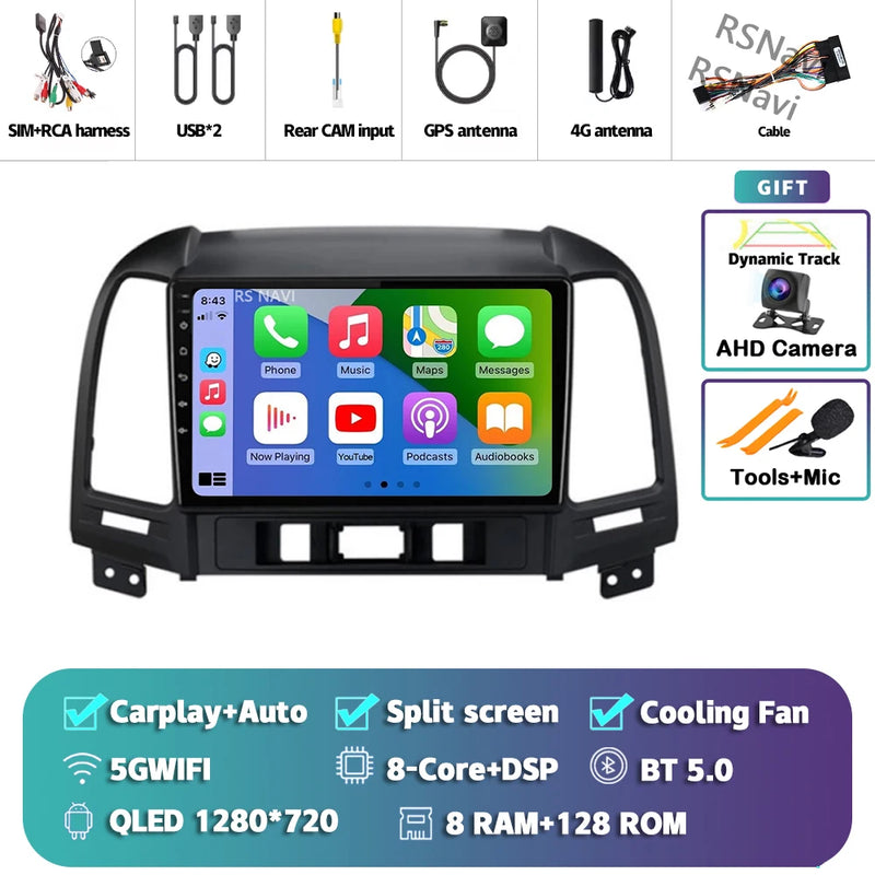 Autoradio CarPlay Hyundai Santa Fe 2 (2006-2012) – Écran 9 pouces, jusqu'à 16 Go + 512 Go, vue 33