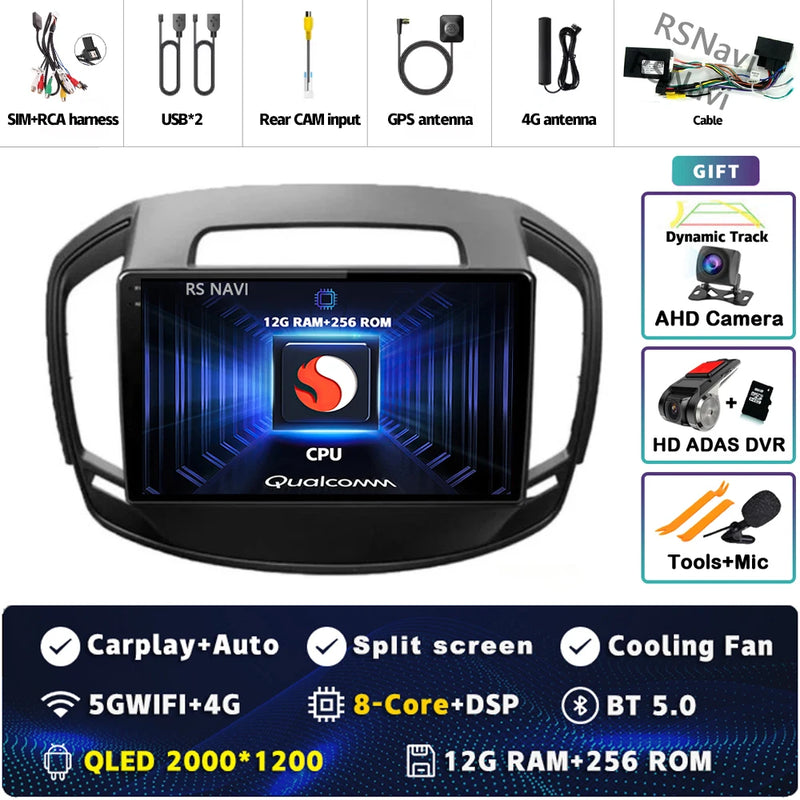 Autoradio CarPlay Opel Insignia (2013-2017) – Écran QLED, Android 16, jusqu'à 16 Go + 512 Go, vue 34