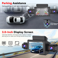 Dashcam 4 Voies Wi-Fi à Écran 3 Pouces – Avant 1080P, Caméras Latérales Infrarouges, vue 5