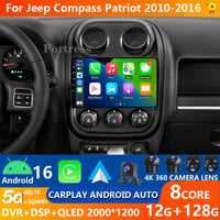 Autoradio CarPlay Jeep Compass et Patriot (2010-2016) – Écran QLED, sans fil