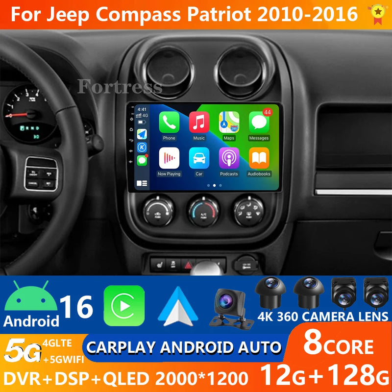 Autoradio CarPlay Jeep Compass et Patriot (2010-2016) – Écran QLED, sans fil