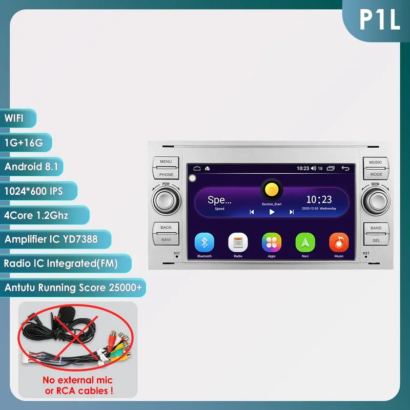 Autoradio CarPlay Ford Focus, Mondeo, S-Max et Kuga (2003-2012) – Écran 7 pouces, 2 DIN, vue 55