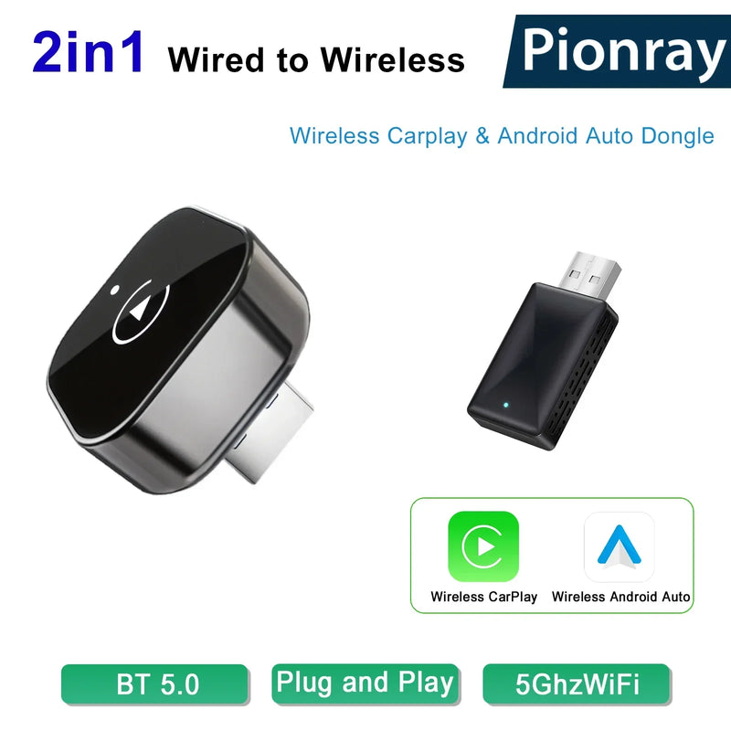 Adaptateur CarPlay Sans Fil Compact ou Clé USB – Android Auto, Wi-Fi Double Bande, Bluetooth 5.0