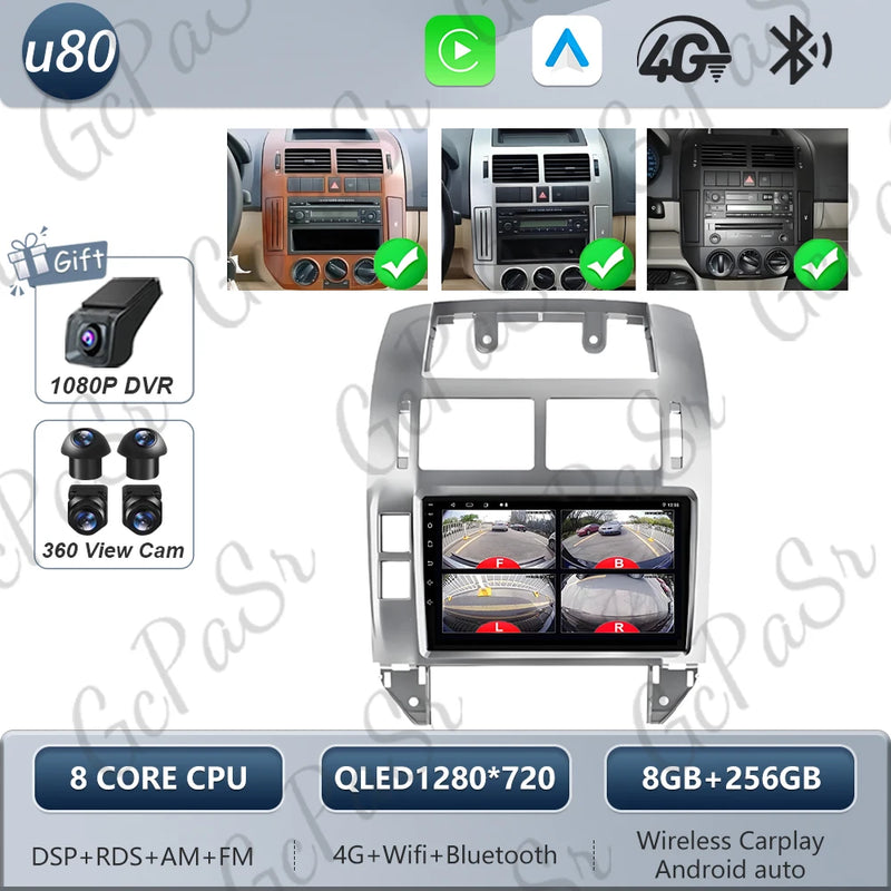 Autoradio CarPlay Volkswagen Polo 4 (2004-2009) – Écran 9 pouces, cadre noir ou argent, vue 34