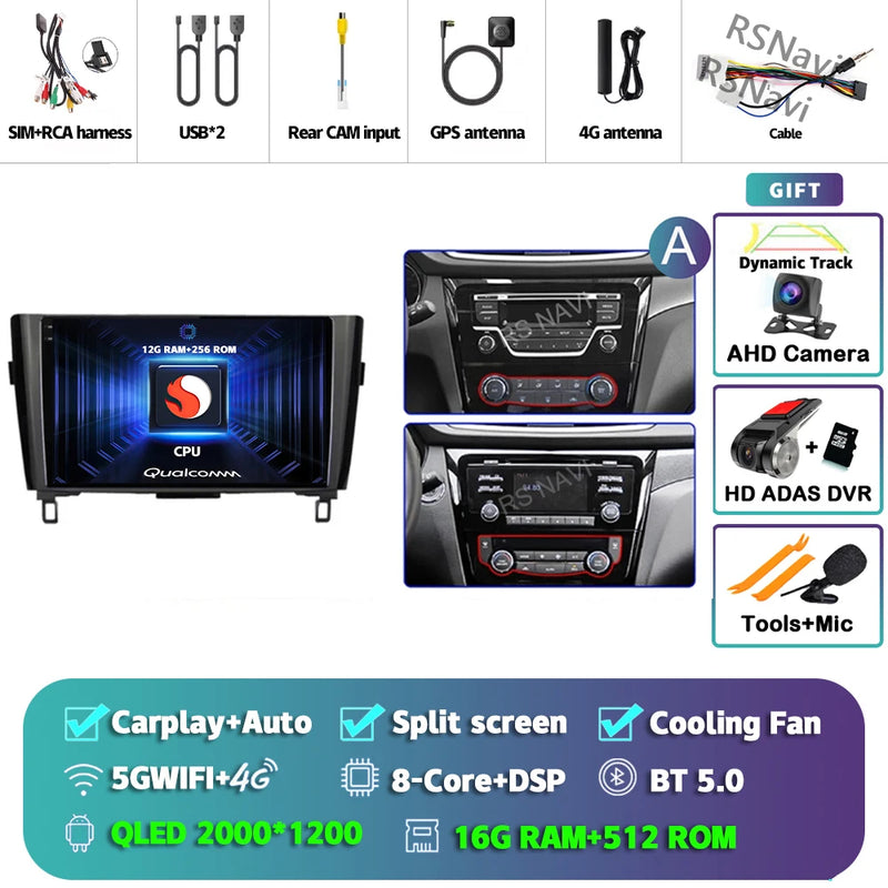Autoradio CarPlay Nissan Qashqai J11 et X-Trail T32 (2014-2020) – Écran QLED, jusqu'à 16 Go + 512 Go, vue 14