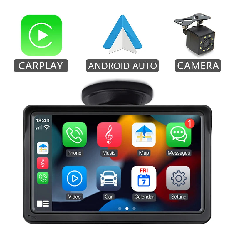 Écran CarPlay Portable Universel 7 Pouces – Ventouse ou Socle, Caméra de Recul, vue 23