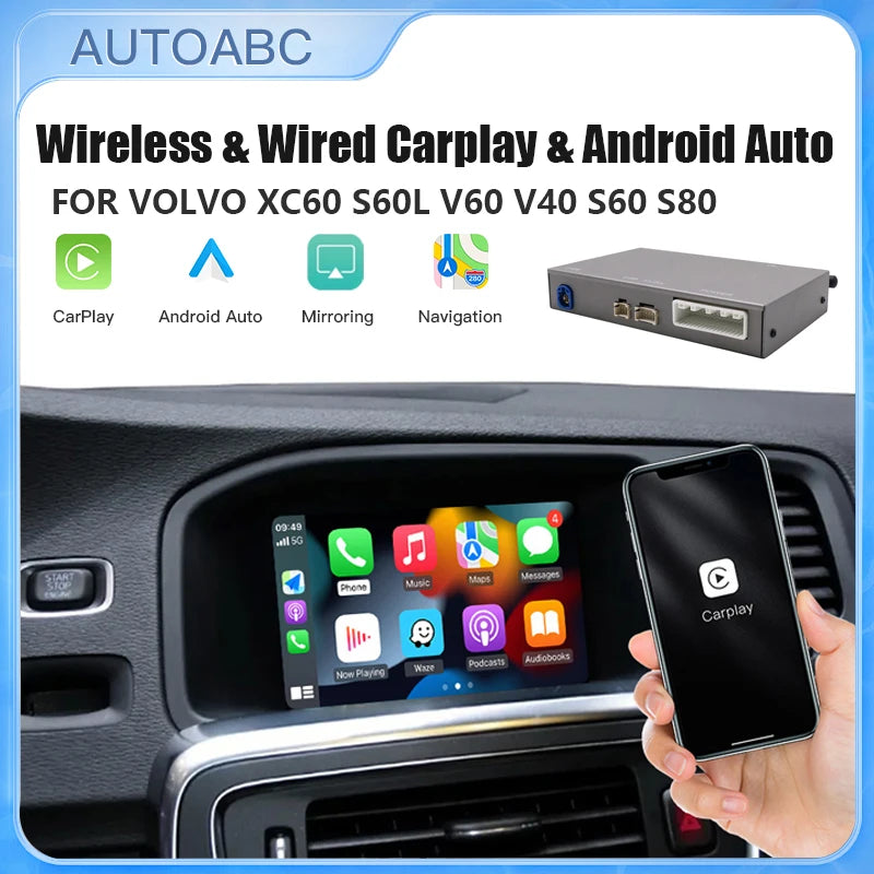 Boîtier CarPlay Volvo S60, V40, V60 et XC60 (2015-2018) – Écran d'origine conservé, sans fil