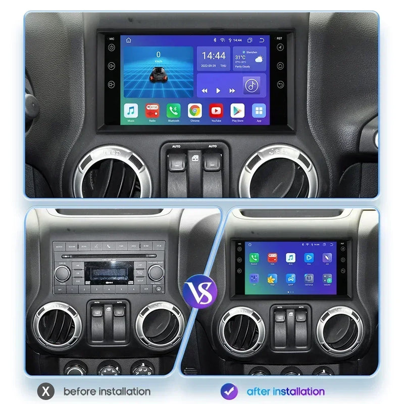 Autoradio CarPlay Jeep, Chrysler et Dodge (2005-2015) – Écran 7 pouces, jusqu'à 8 Go + 128 Go, vue 2