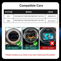 Boîtier CarPlay Mini Cooper R55 à R61, F54, F55 (2008-2017) – CIC et NBT, écran d'origine conservé, vue 6