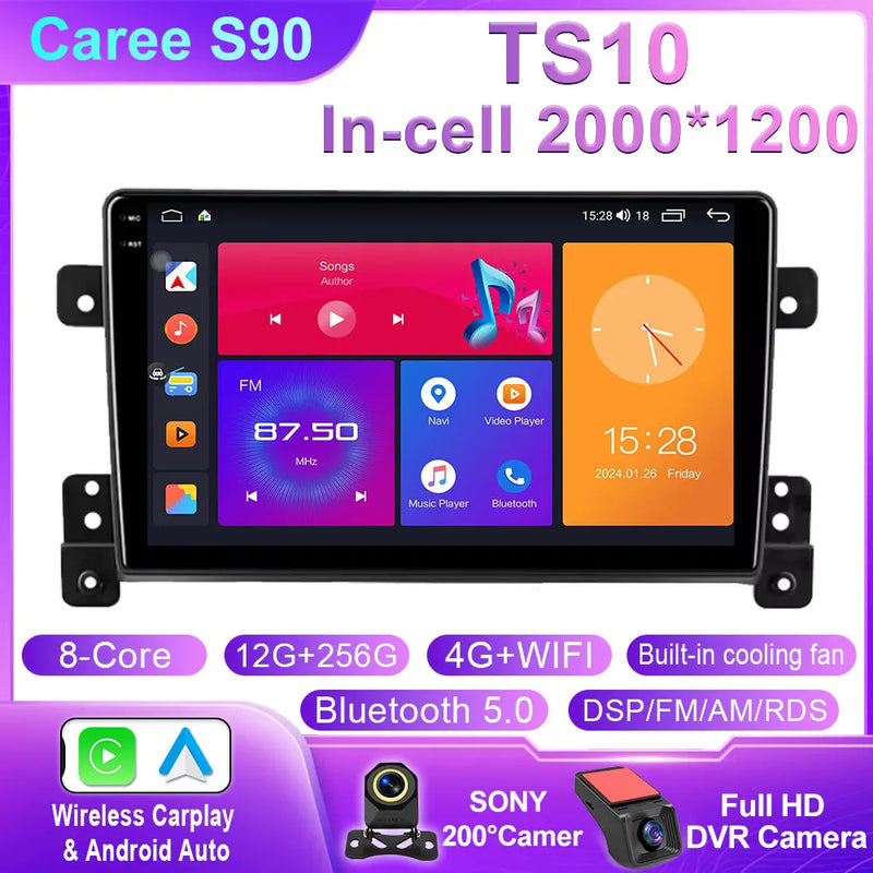 Autoradio CarPlay Suzuki Grand Vitara 3 (2005-2015) – Écran 9 pouces sans fil, 4G, jusqu'à 12 Go + 256 Go, vue 12