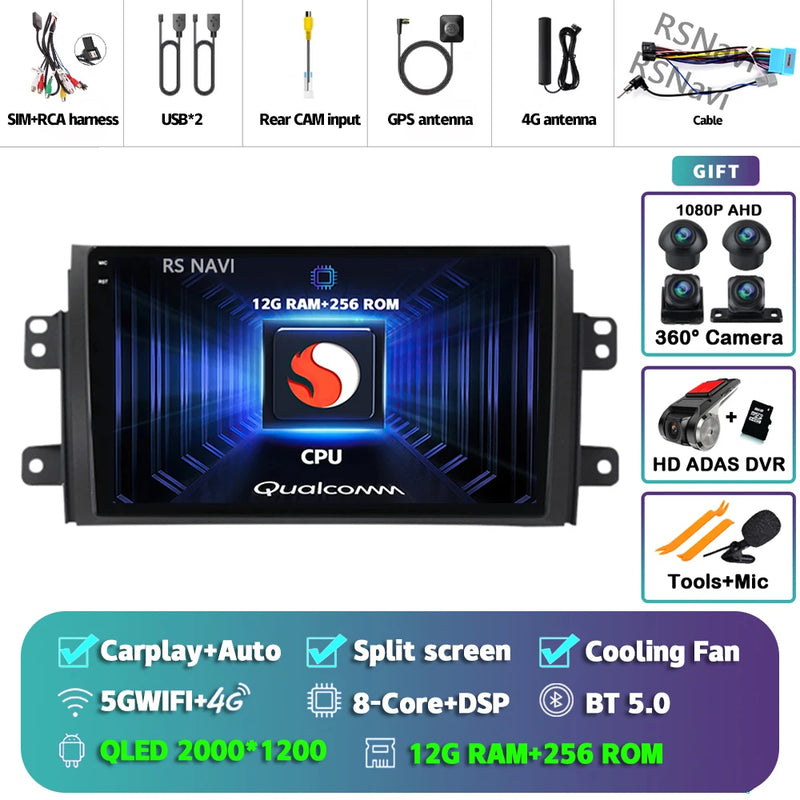 Autoradio CarPlay Suzuki SX4 (2006-2013) – Écran 9 pouces sans fil, jusqu'à 12 Go + 256 Go, vue 47