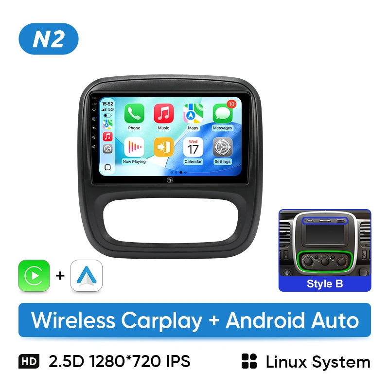 Autoradio CarPlay Renault Trafic 3 et Opel Vivaro B (2014-2018) – Écran 9 pouces, sans fil, vue 9