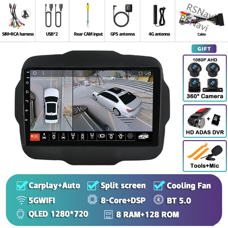Autoradio CarPlay Jeep Renegade (2016-2020) – Écran 9 pouces, jusqu'à 16 Go + 512 Go, vue 39