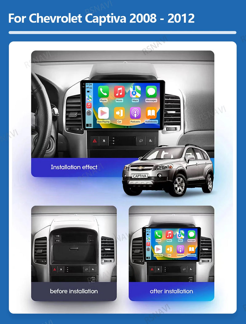 Autoradio CarPlay Chevrolet Captiva (2008-2012) – Écran 9 pouces sans fil, jusqu'à 16 Go + 512 Go, vue 8