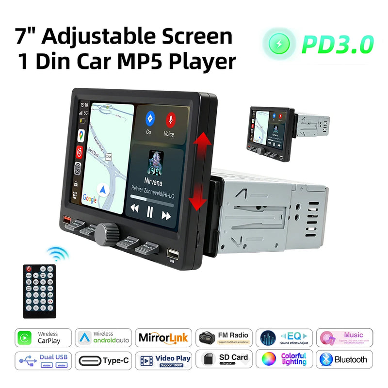 Autoradio CarPlay 1 DIN Universel – Écran 7 Pouces Réglable, Sans Fil, vue 22