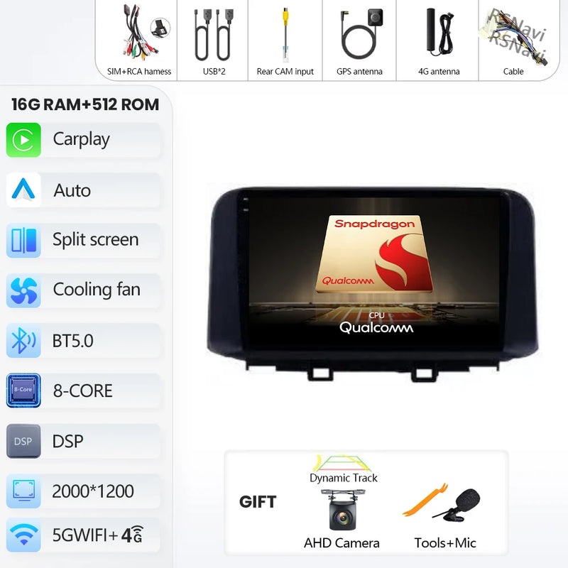 Autoradio CarPlay Hyundai Kona (2018-2022) – Écran 9 pouces, jusqu'à 16 Go + 512 Go, vue 20