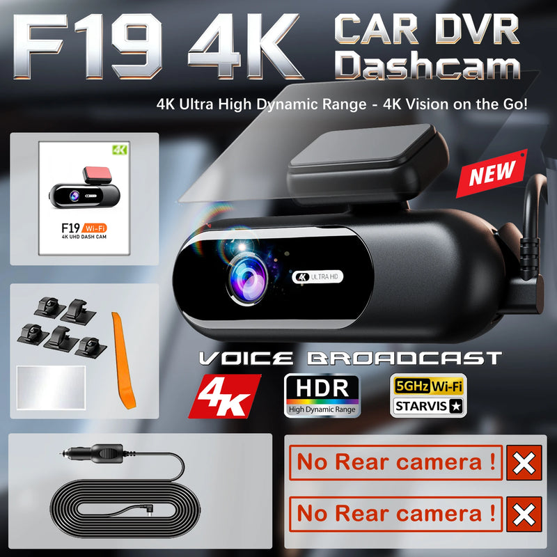 Dashcam Mini 4K Wi-Fi 5 GHz – Avant 4K et Arrière 1080P, Annonces Vocales, vue 35
