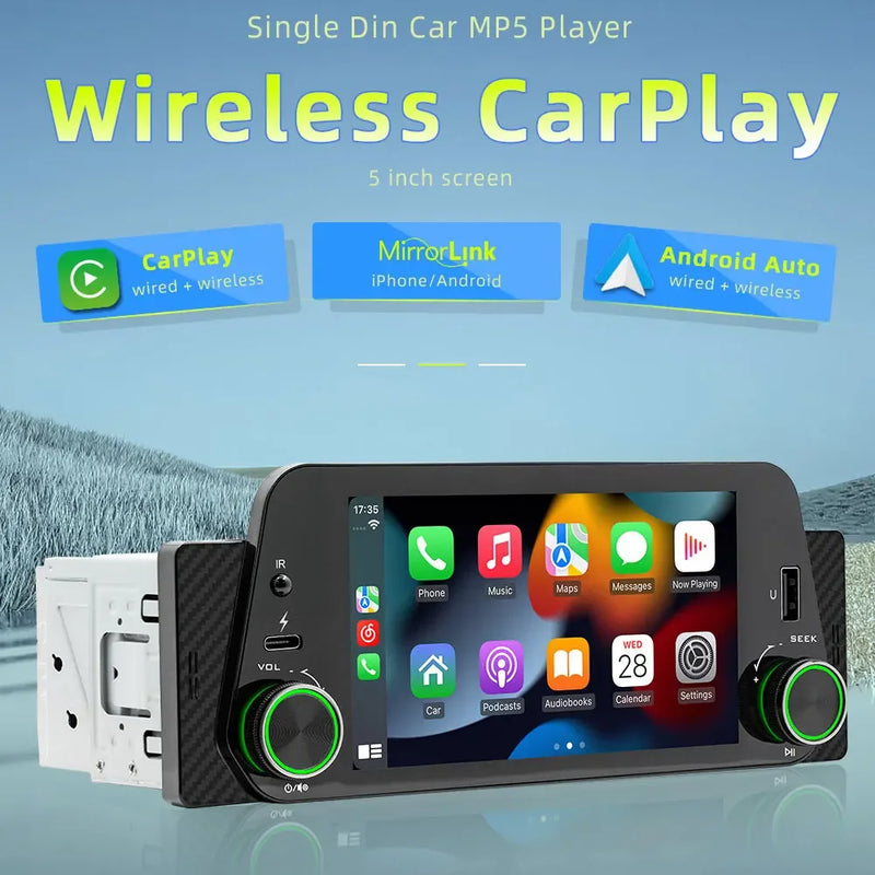 Autoradio CarPlay 1 DIN Universel – Écran 5 Pouces, Sans Fil, Bluetooth, FM, vue 8