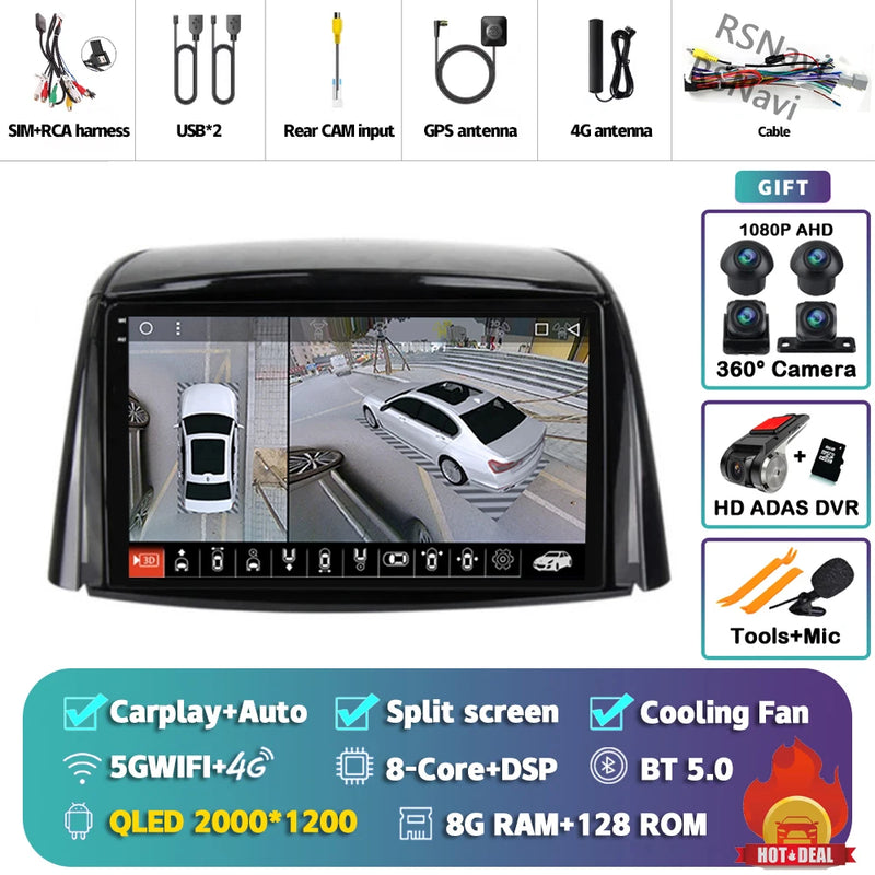 Autoradio CarPlay Renault Koleos (2008-2016) – Écran 9 pouces sans fil, jusqu'à 16 Go + 512 Go, vue 50