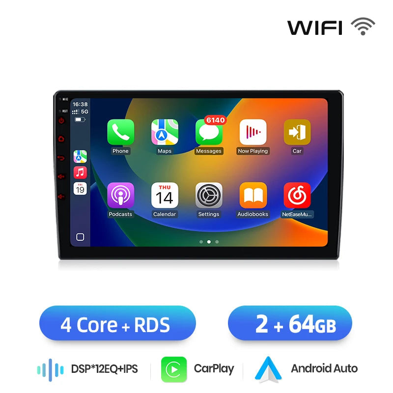 Autoradio toyota auris 2006–2012 avec CarPlay, Android Auto et écran tactile DSP