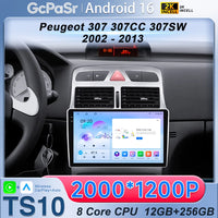 Autoradio CarPlay Peugeot 307 SW et CC (2002-2013) – Écran 9 pouces, Android 16