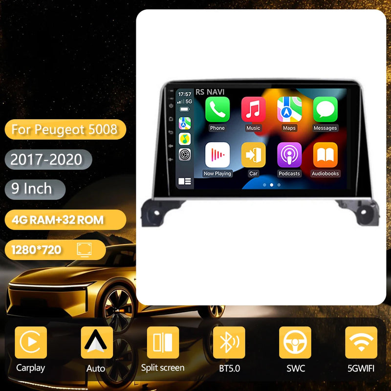 Autoradio CarPlay Peugeot 3008 et 5008 (2017-2020) – Écran 9 pouces, Android 16, vue 24