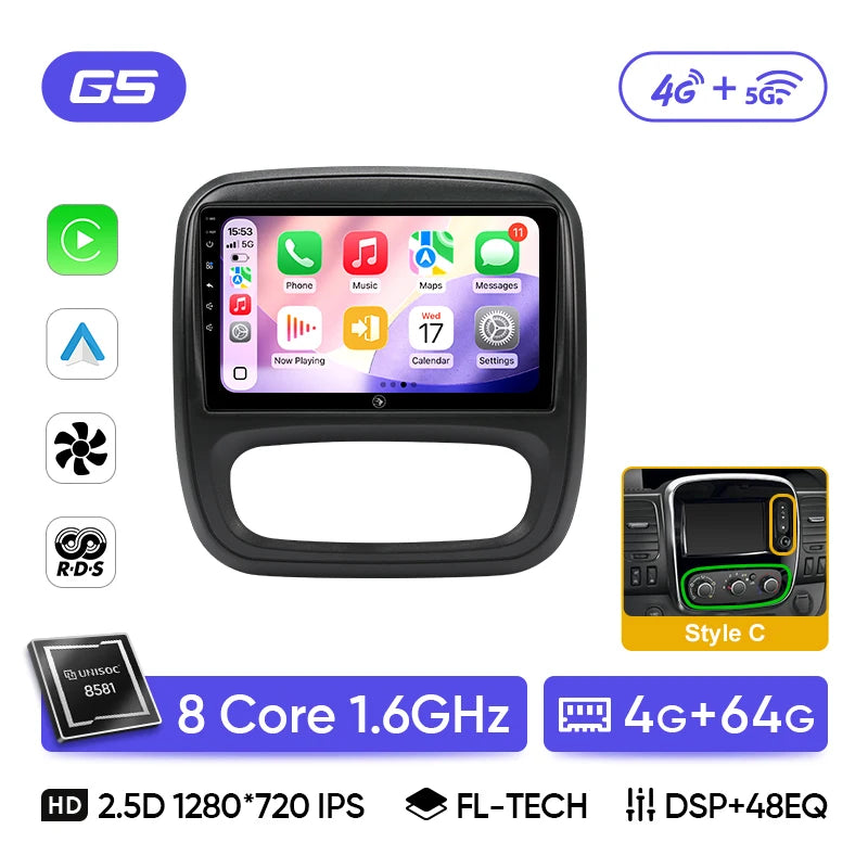 Autoradio CarPlay Renault Trafic 3 et Opel Vivaro B (2014-2018) – Écran 9 pouces, sans fil, vue 29