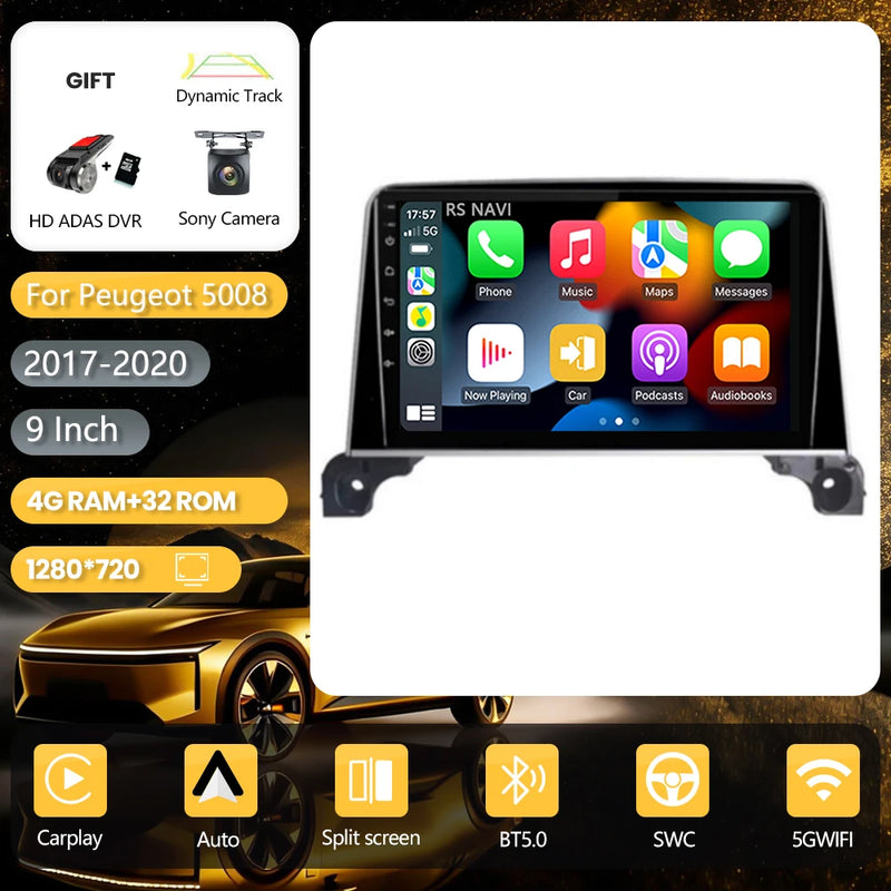 Autoradio CarPlay Peugeot 3008 et 5008 (2017-2020) – Écran 9 pouces, Android 16, vue 23